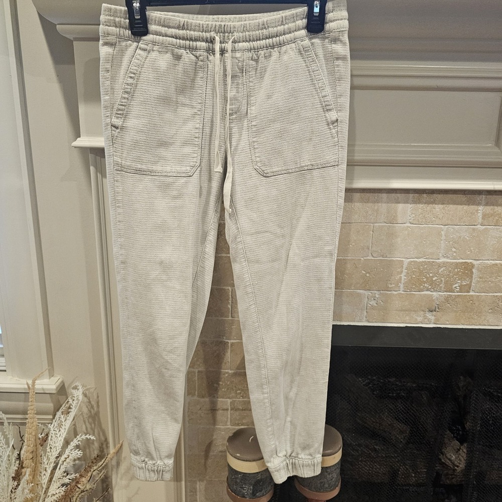 Lou & Grey Thermal Knit Jogger Pants Gray XS Waffle Knit Lounge Tapered Low Rise